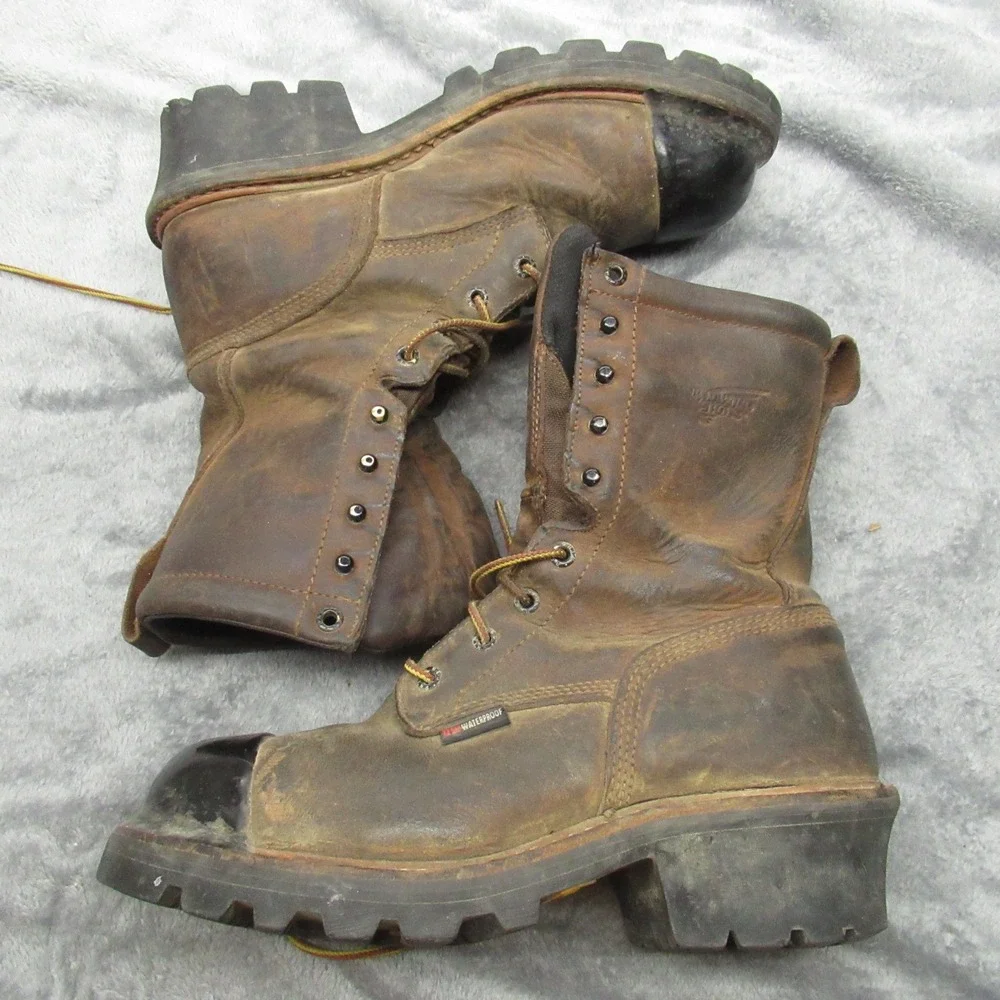 Red Wing Men Boot 8D Brown Logger Max Safety Toe Waterproof Iron Ranger 4420 VTG